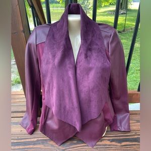 Kut From The Cloth Ana Faux Leather Drape Jacket Burgundy Size Small
